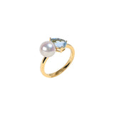 Stellar Aquamarine Akoya Pearl Ring