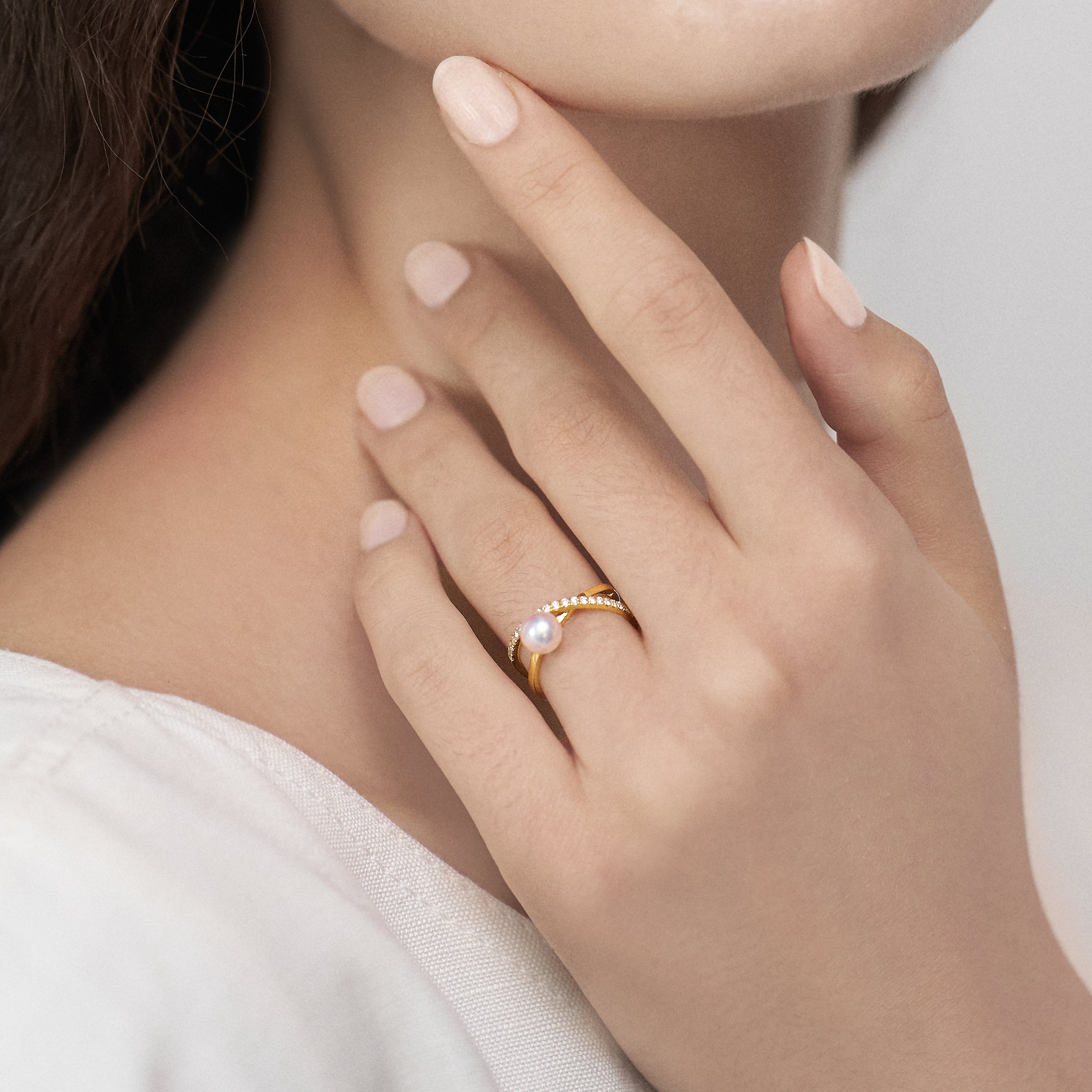 約定珍珠戒指 Promise Diamond Akoya Pearl Ring