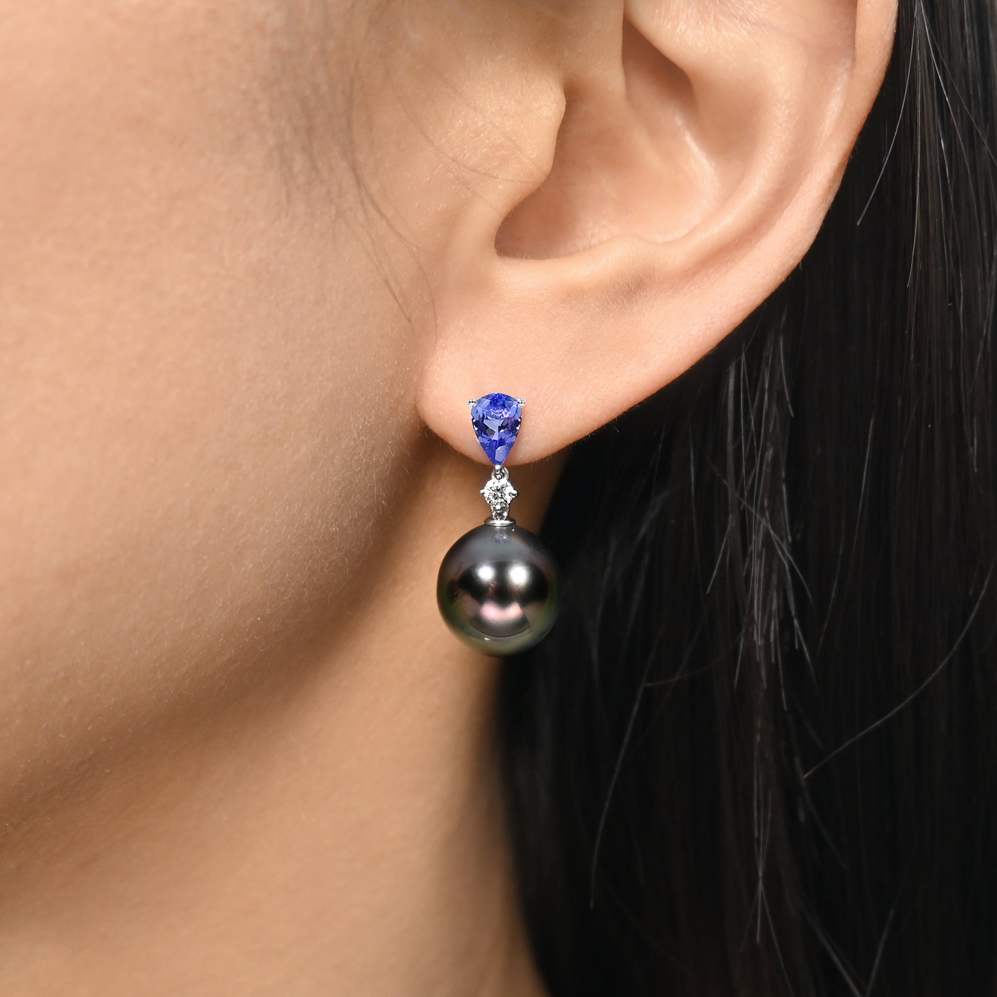 午夜黑珍珠耳環 MIDNIGHT TAHITIAN PEARL EARRINGS