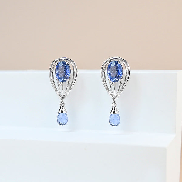 熱氣球剛玉耳環(白) Hot Air Balloon Sapphire Earrings (9KW)