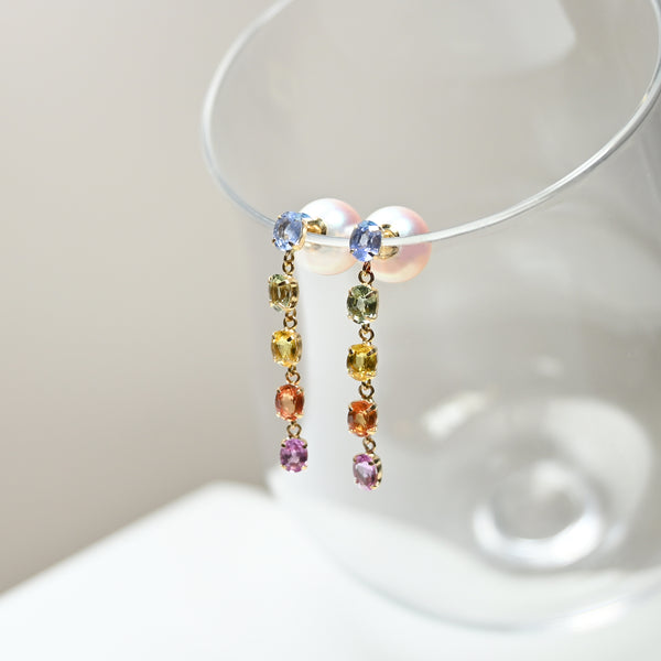 天晴珍珠剛玉耳環 Rainbow Sapphire Pearl Earrings