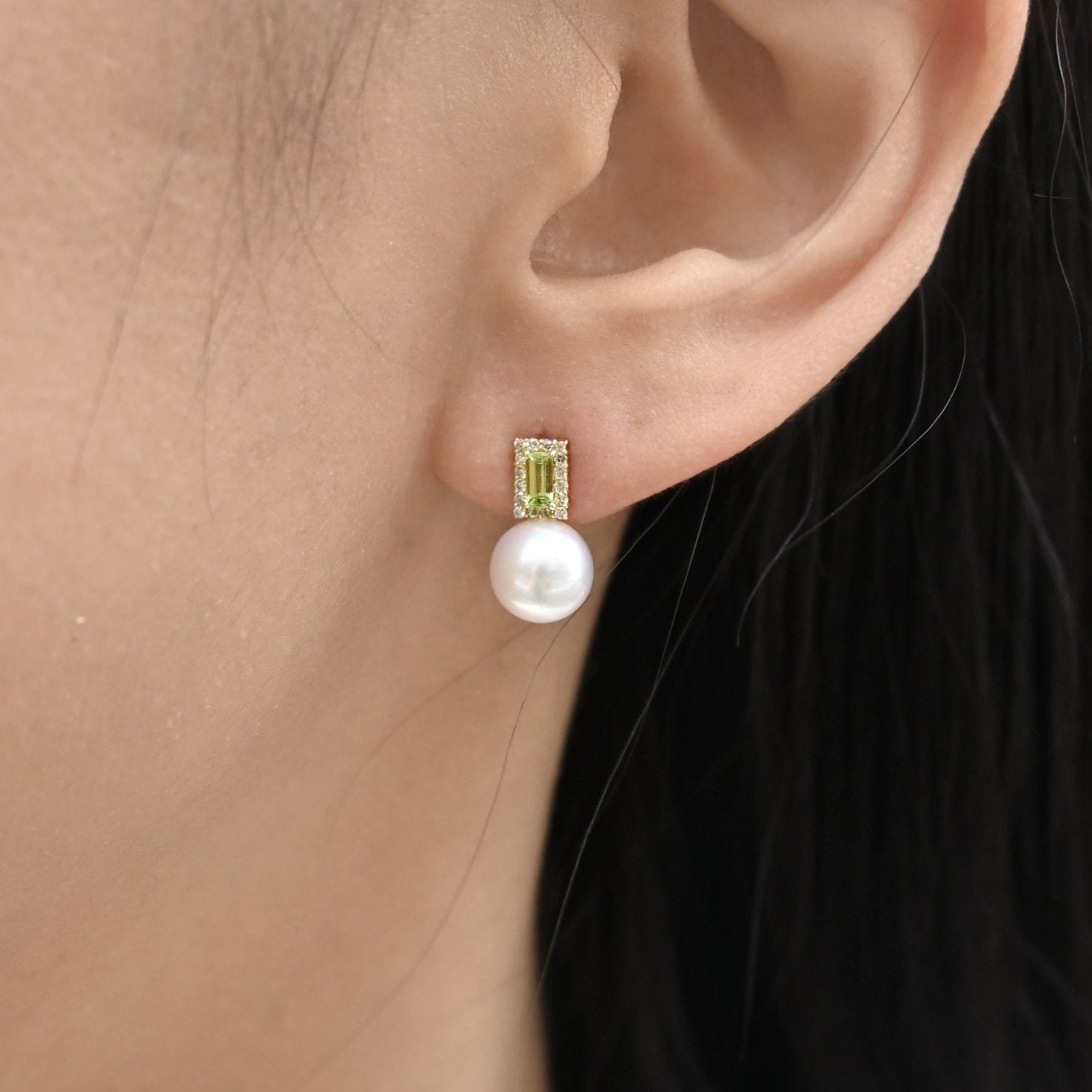 綠野仙蹤橄欖石珍珠耳環 Wonderland Peridot Akoya Pearl Earrings