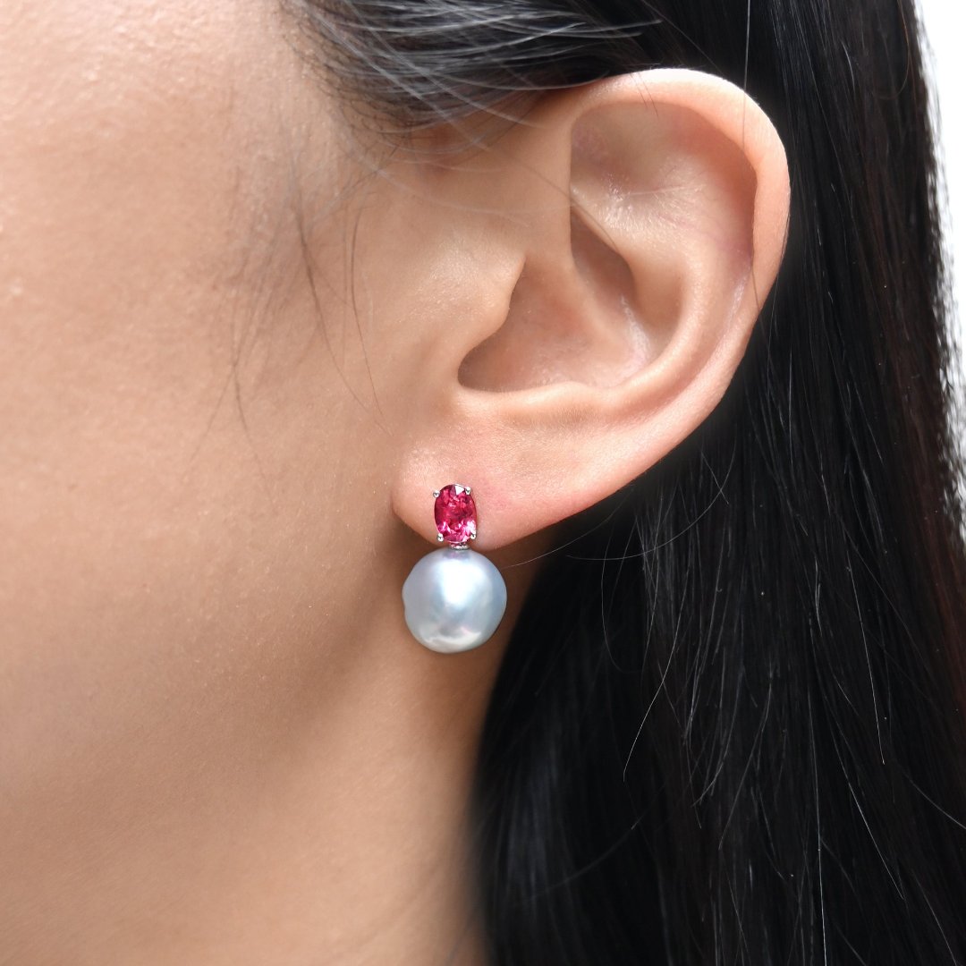 熾戀巴洛克珍珠耳環 Flame of Love Baroque Pearl Tourmaline Earrings