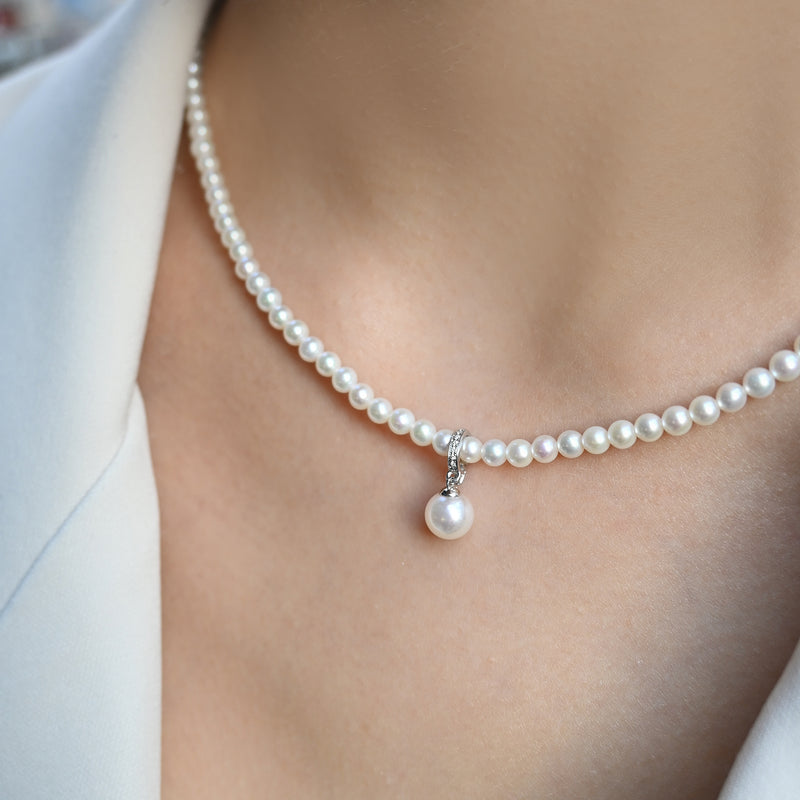 茉莉之戀珍珠項鍊白Ｋ款式模特實拍照