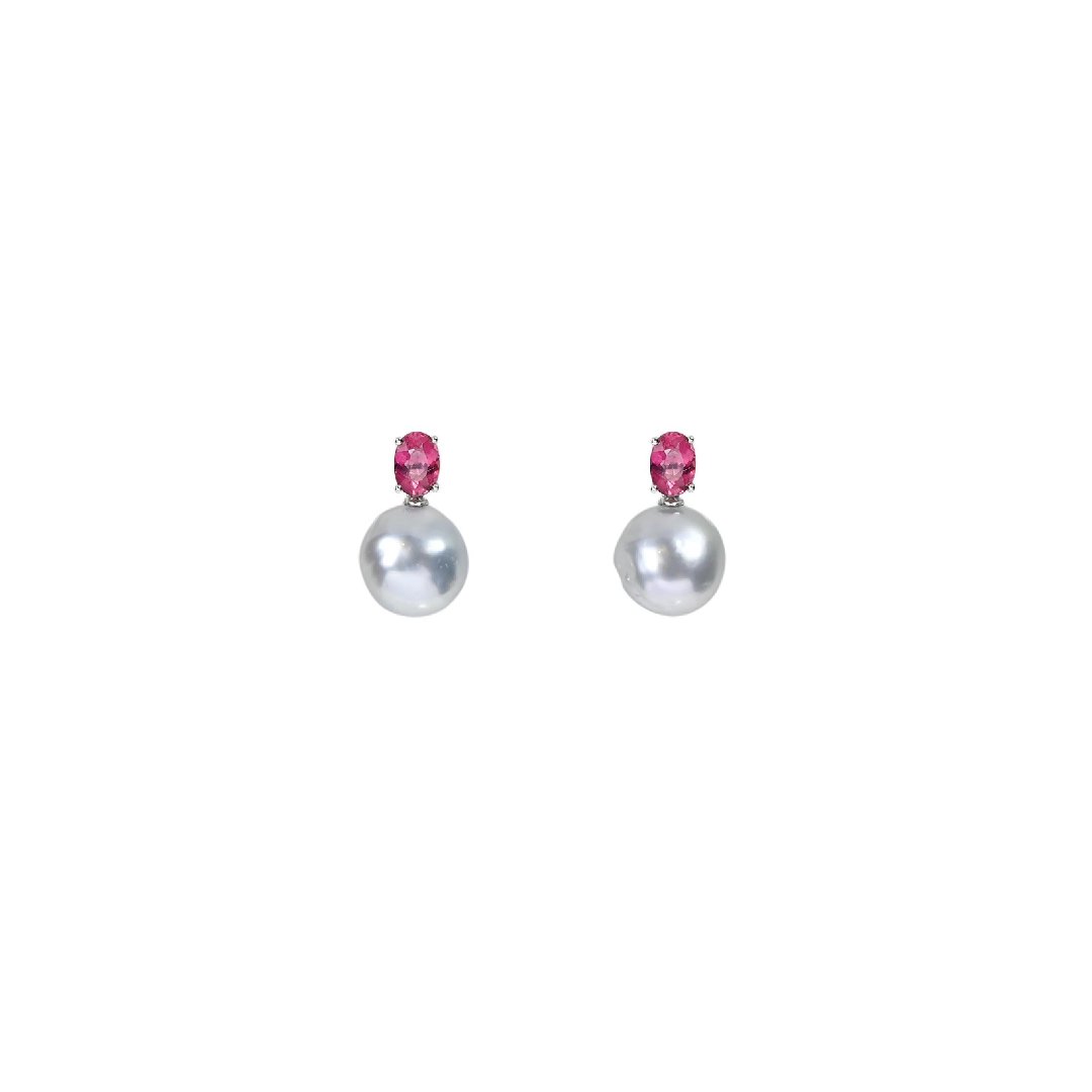 熾戀巴洛克珍珠耳環 Flame of Love Baroque Pearl Tourmaline Earrings