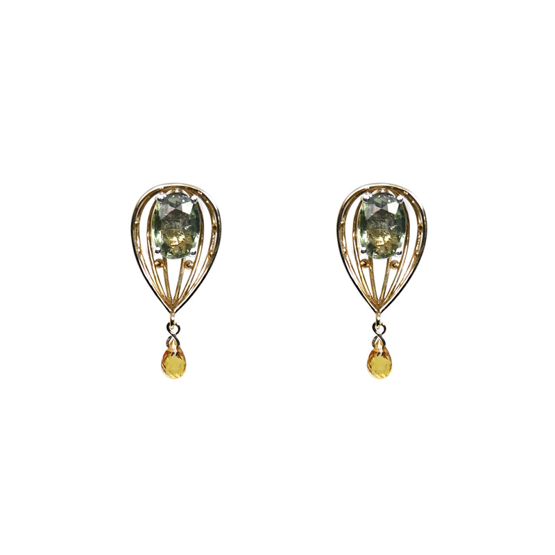 熱氣球剛玉耳環(黃) Hot Air Balloon Sapphire Earrings (9KG)