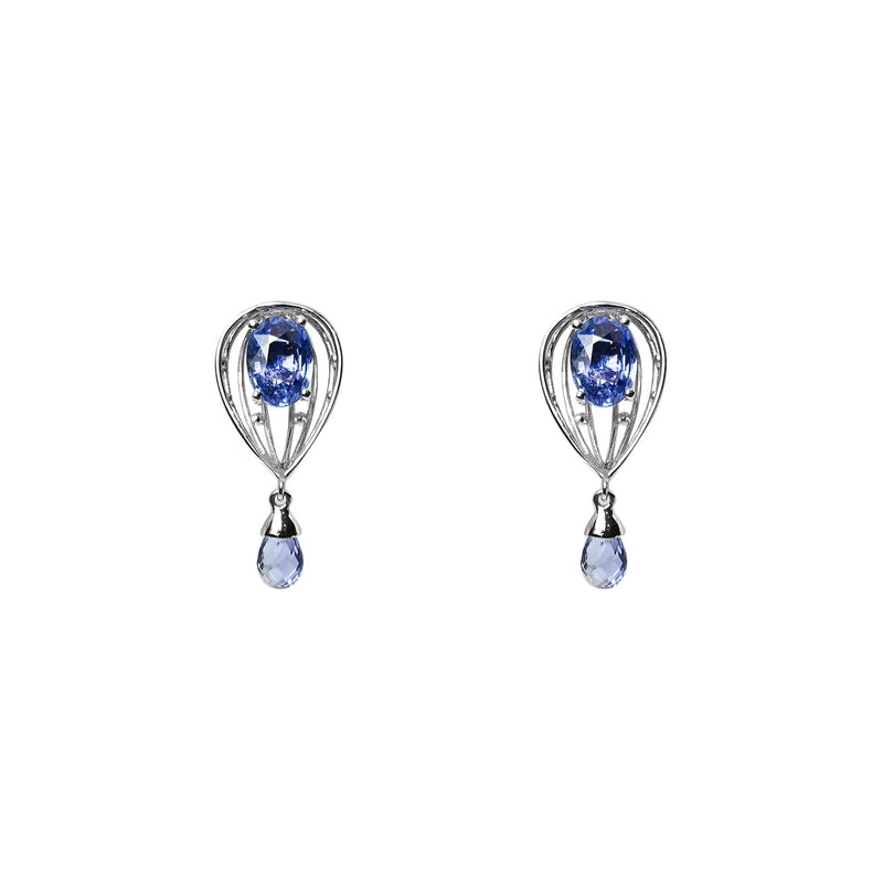 熱氣球剛玉耳環(白) Hot Air Balloon Sapphire Earrings (9KW)