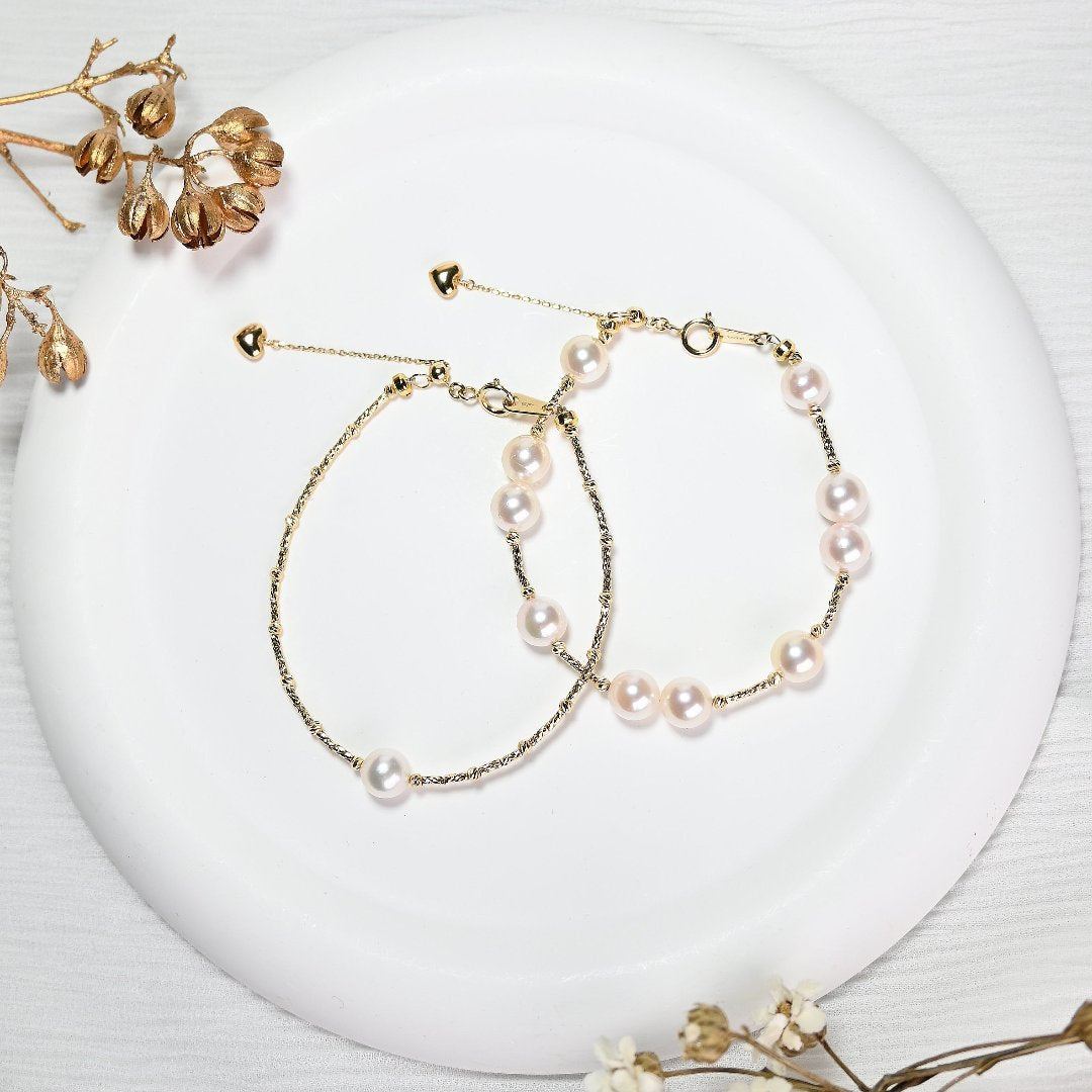 初見珍珠手鍊與晴星珍珠手鍊近拍照