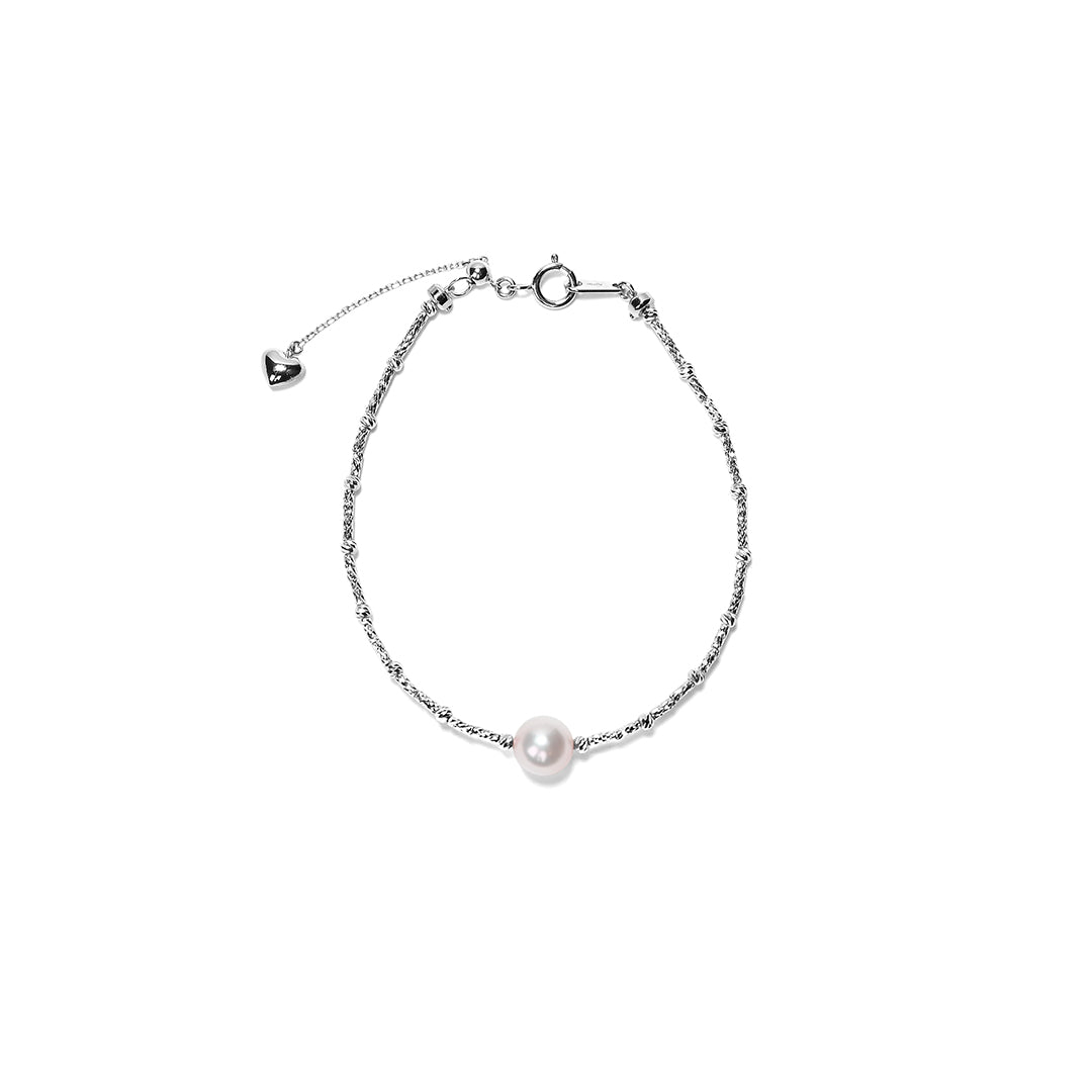 Akoya珍珠搭配18K白的造型手鍊