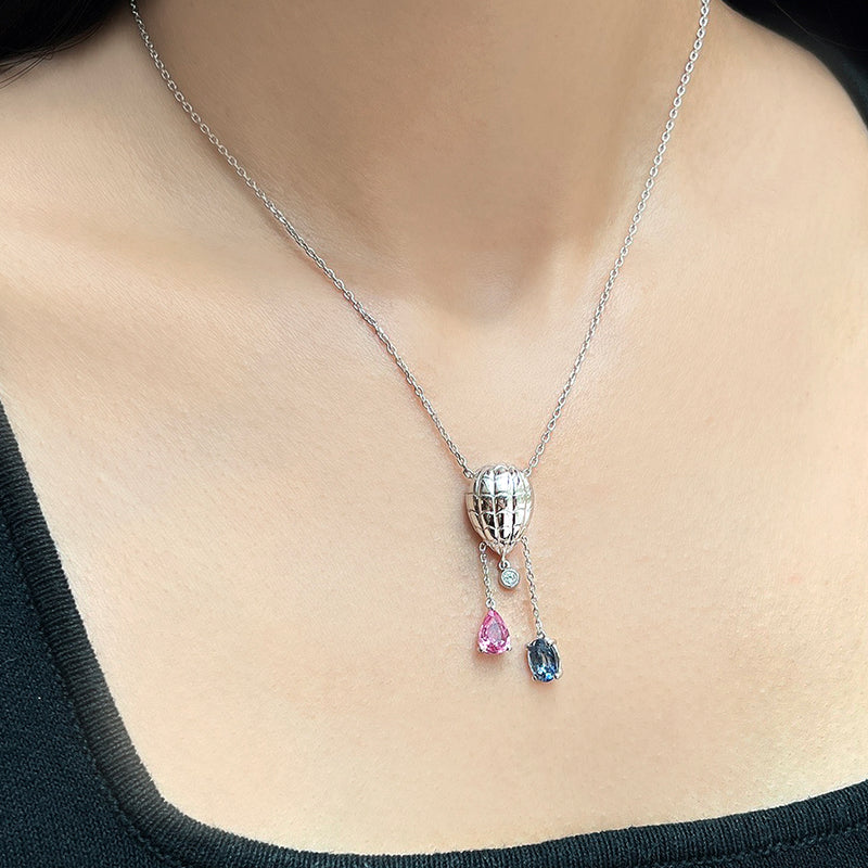 熱氣球剛玉項鍊(白) Hot Air Balloon Sapphire Necklace (9KW)