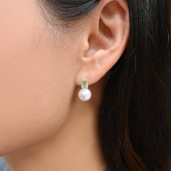 綠野仙蹤橄欖石珍珠耳環 Wonderland Peridot Akoya Pearl Earrings