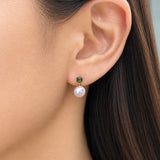 Verdant Fairylands Green Tourmaline Akoya Pearl Earrings