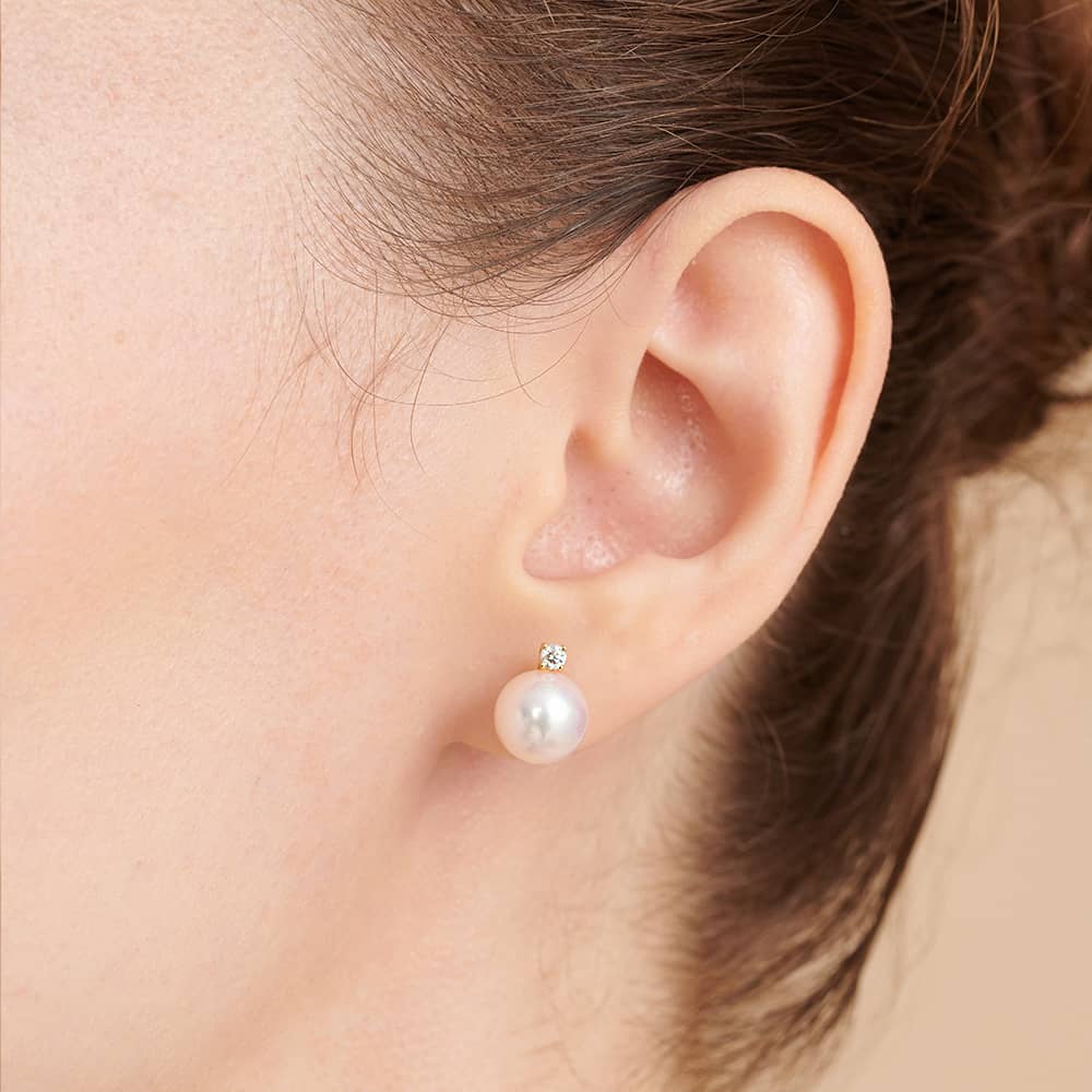 知性珍珠耳環鑽可自由選擇配戴方向實拍照