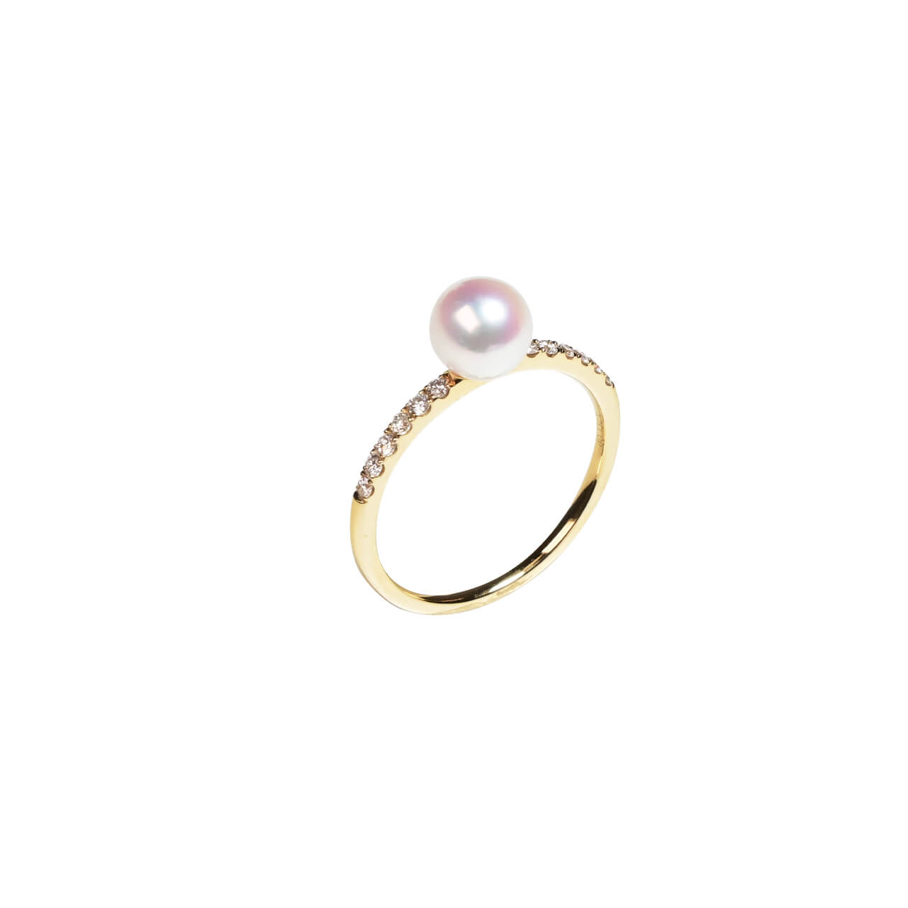 單顆日本Akoya珍珠排鑽戒指